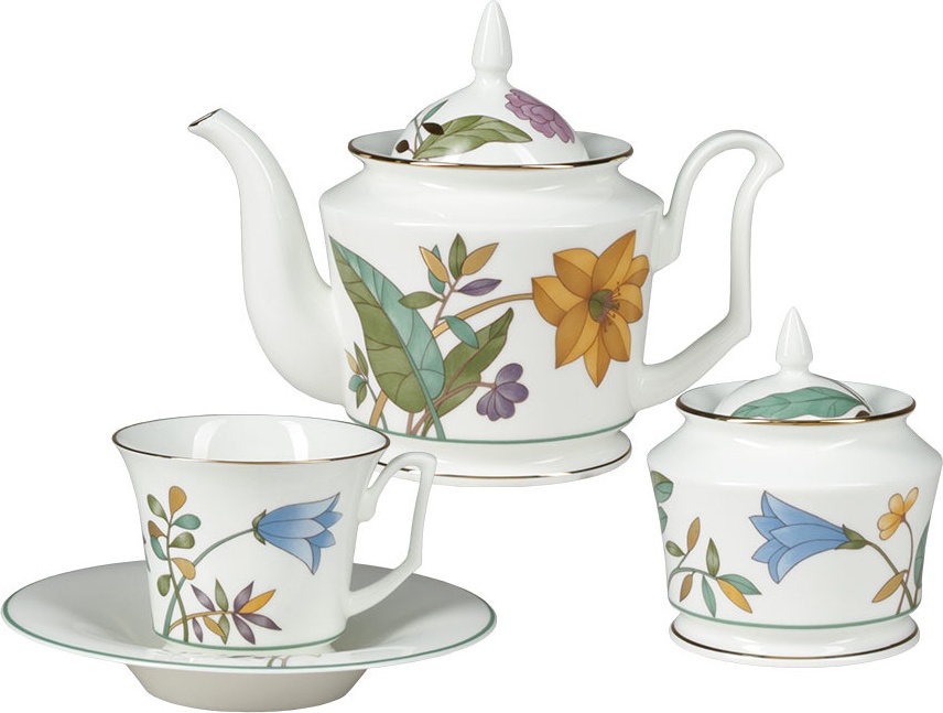 10629240 Императорский фарфоровый завод Сервиз чайный 6/14 "Июньская палитра" "Юлия" Фарфор костяной 