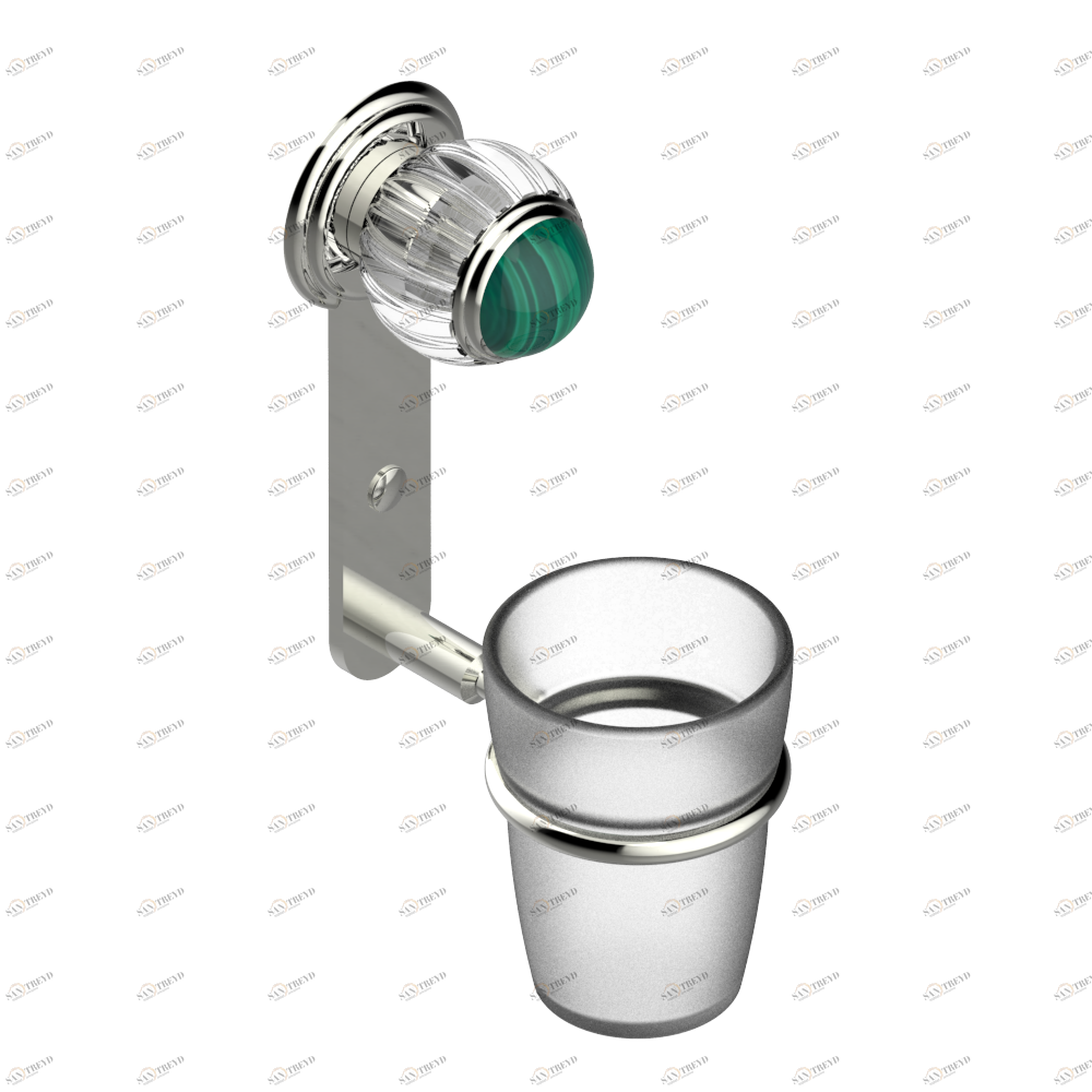 A8M-536 Стакан настенный для зубных щёток Thg-paris Vogue с малахитом Покрытие PVD матовый никель A8M-536 CAT.F