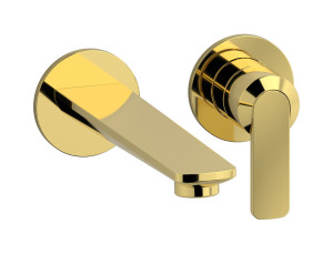 Встроенный в стену смеситель для раковины на 2 отверстия в комплекте с донным клапаном WE ARE IB c6406oo Gold C-67