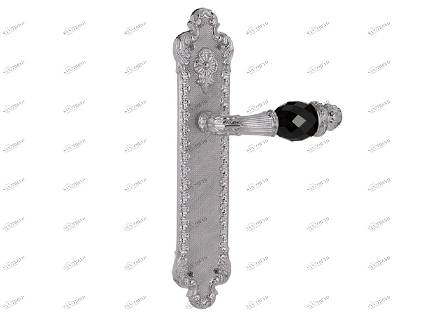 0A2841.N00.50 Дверные ручки на накладках с черным кристаллом сваровски Яркий хром Mestre 