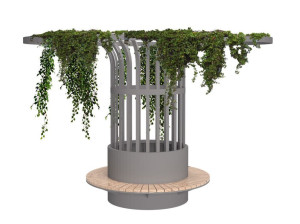 Стальная и деревянная скамейка / плантатор