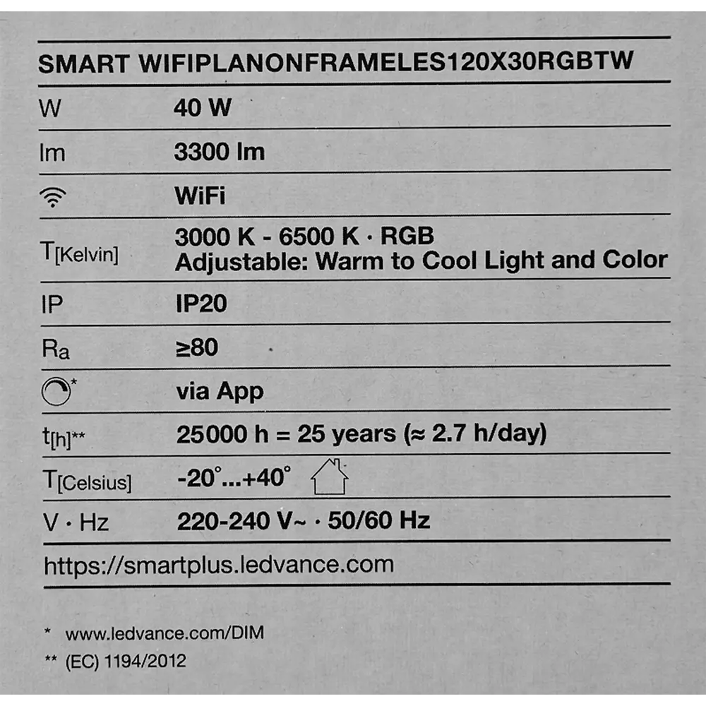 Безрамный накладной светильник WiFi 40 Вт IP20 RGBW, 120X30 мм, 3300 Лм LEDVANCE STLM-2061479 - Вид №17