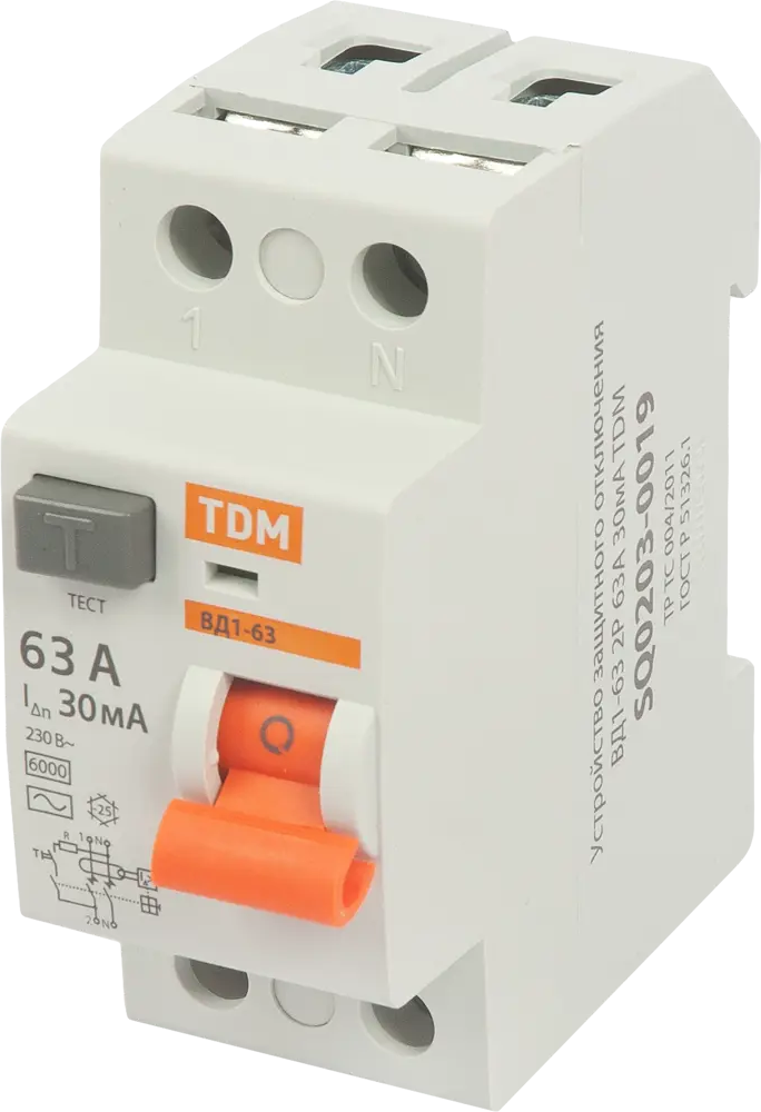 УЗО TDM Electric ВД1-63 - защита от токов утечки для домашней сети 84399429