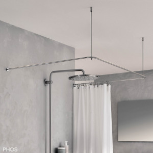 DSU850-850K45 U-образный карниз для душевой занавески, 85 x 85 x 85 см для приклеивания к стене PHOS