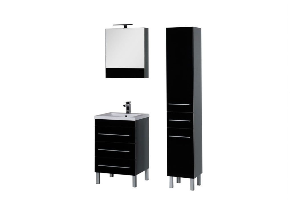 Комплект мебели для ванной Aquanet Верона NEW 58 черный (напольный 3 ящика) 00230311 - Вид №2