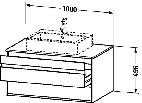 KT665505353 Тумбочка подвесная Ketho #KT6655 1000 x 550 мм Каштан темный, декор Duravit - Вид №1