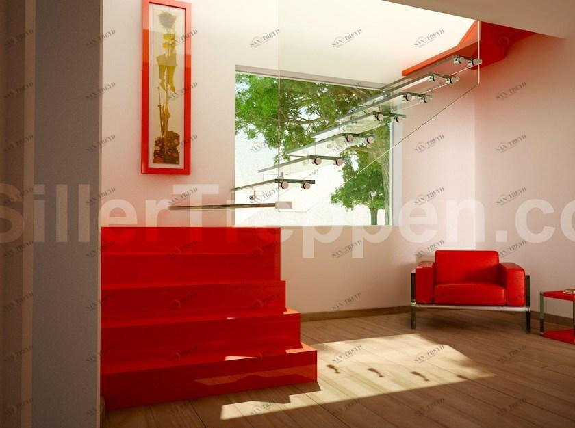 Siller Treppen Самонесущая открытая лестница из нержавеющей стали и стекла sun-id-1351920