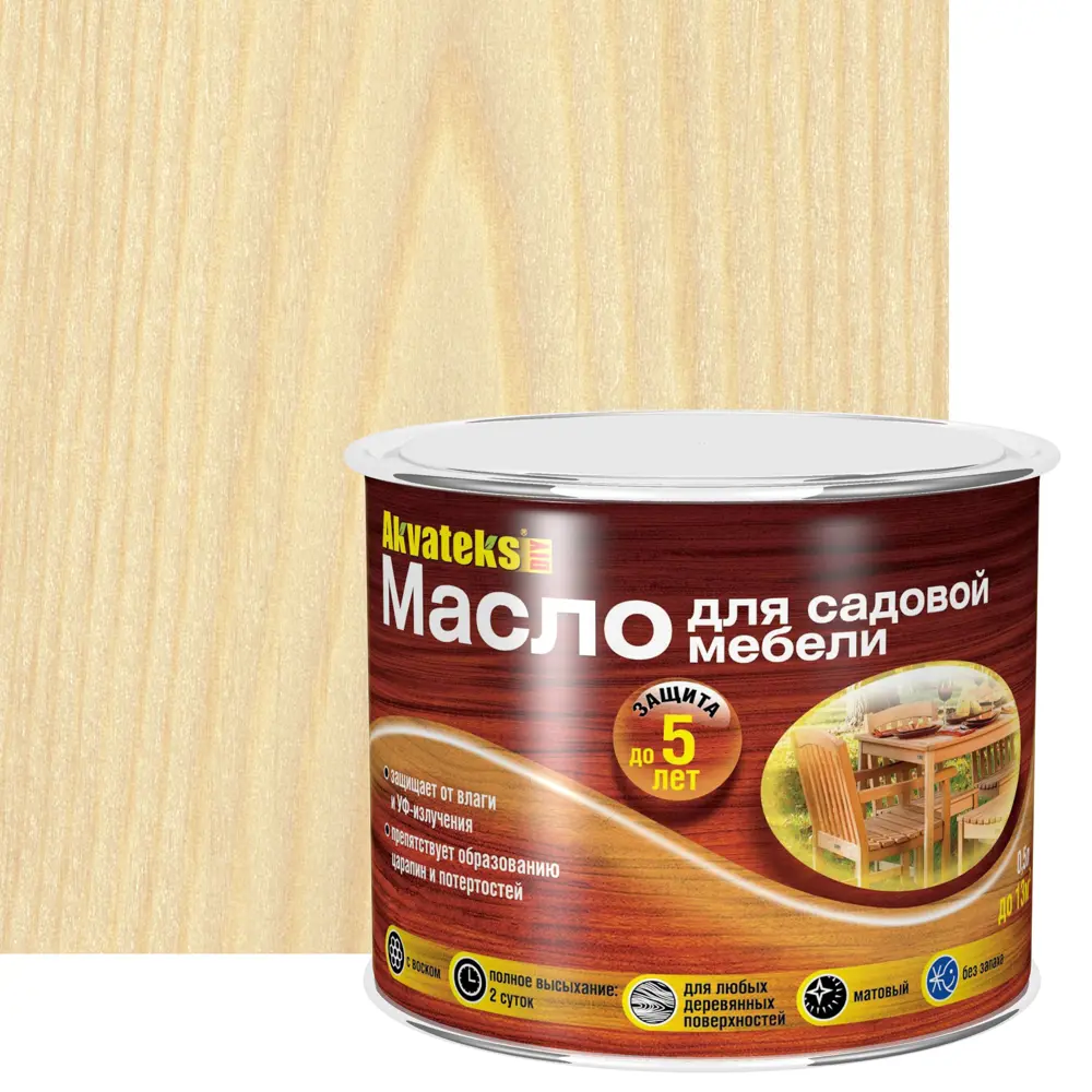Масло для садовой мебели Akvateks DIY бесцветный 0.5 л АКВАТЕКС STLM-2061189