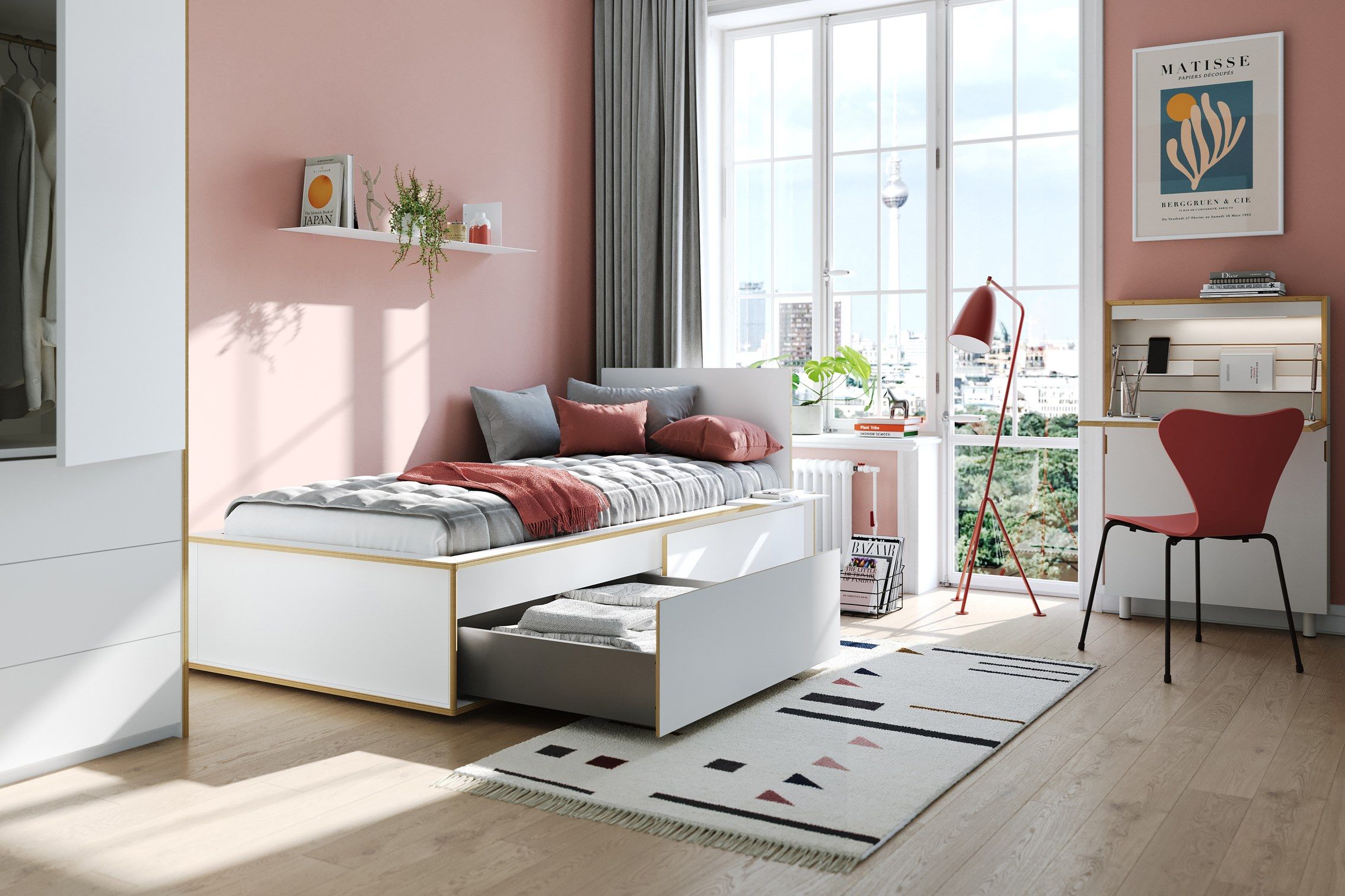 Односпальная кровать для хранения в фанере Müller Small Living SPAZE ARCH-00083318 - Вид №7