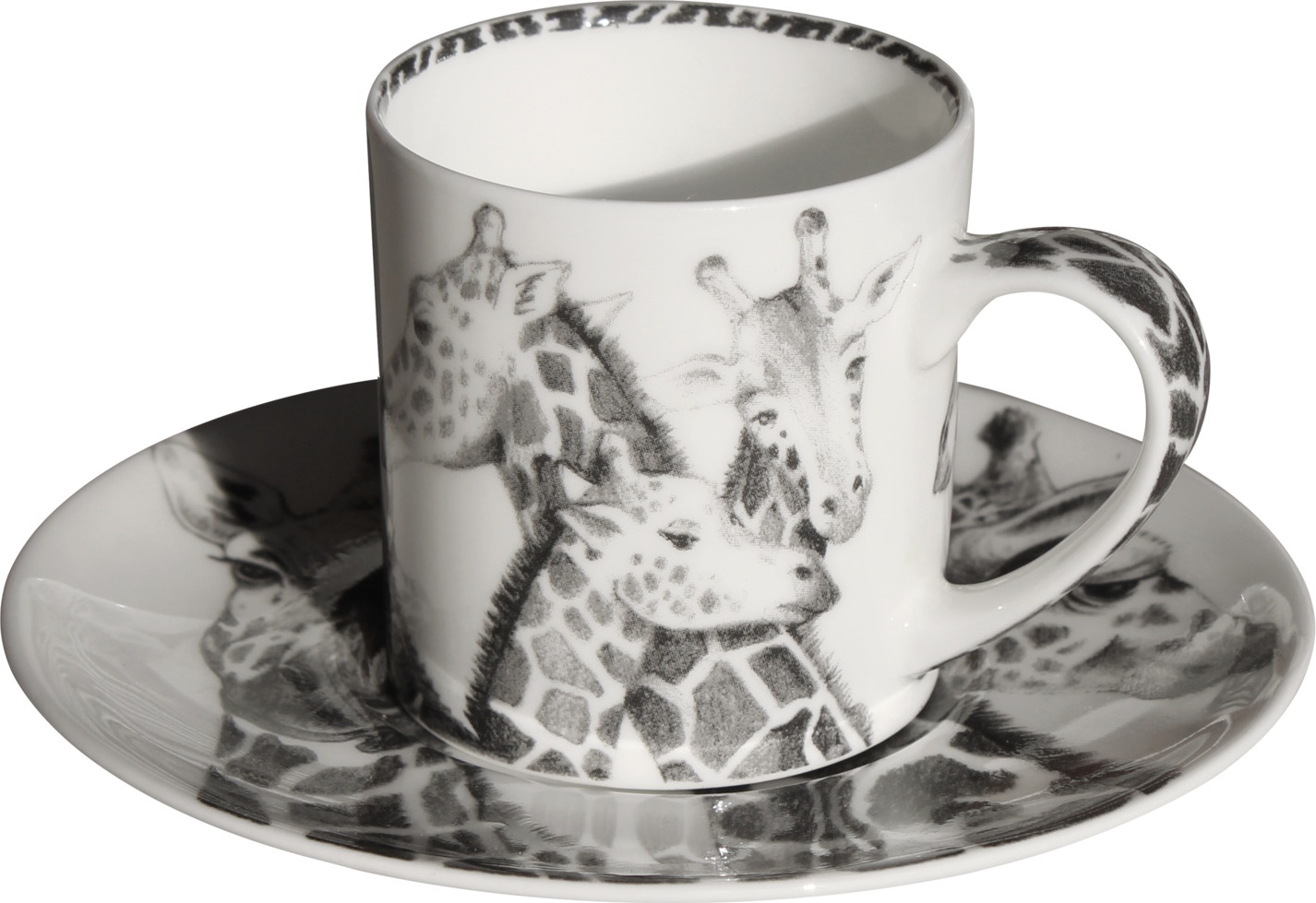 10640814 Taitu Чашка для эспрессо с блюдцем Taitu "Дикий нрав.Жираф" 100мл Фарфор костяной 