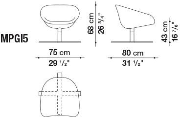 B&B Italia Вращающееся кресло из ткани Mart sun-id-1401671 - Вид №2