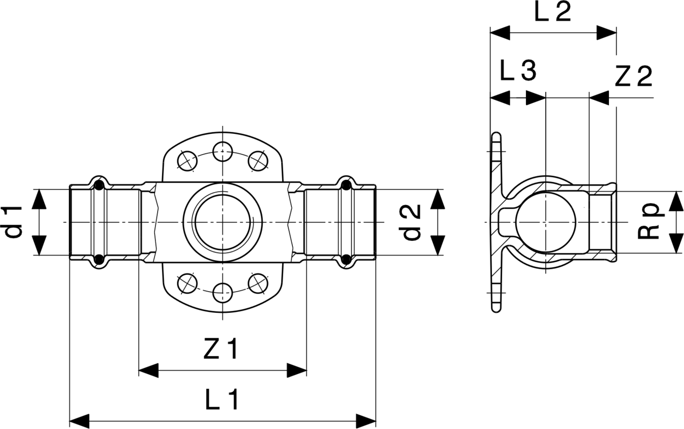 625 726 Модель 2217.3 Трубопроводные системы  Profipress  Водорозетки Santreyd  - Вид №3