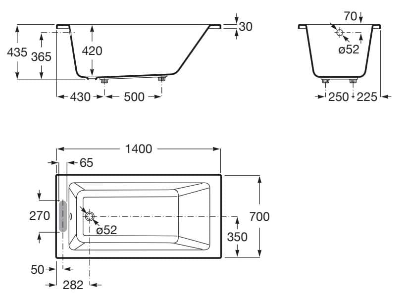 Утопленная акриловая прямоугольная ванна Roca VYTHOS 2485 / 2486 ARCH-00119064 - Вид №2
