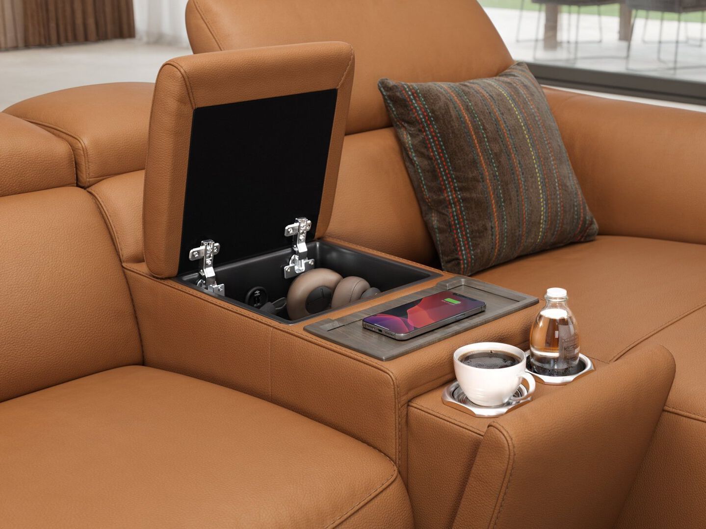 Кожаный диван с полуостровом Sofanella Милаццо ARCH-00125703 - Вид №1