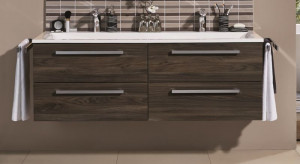 WUA33167(722/161) Puris Star Line, тумба (4 ящика) под раковину на 2 смесителя 1600 мм, цвет белый высокоглянцевый