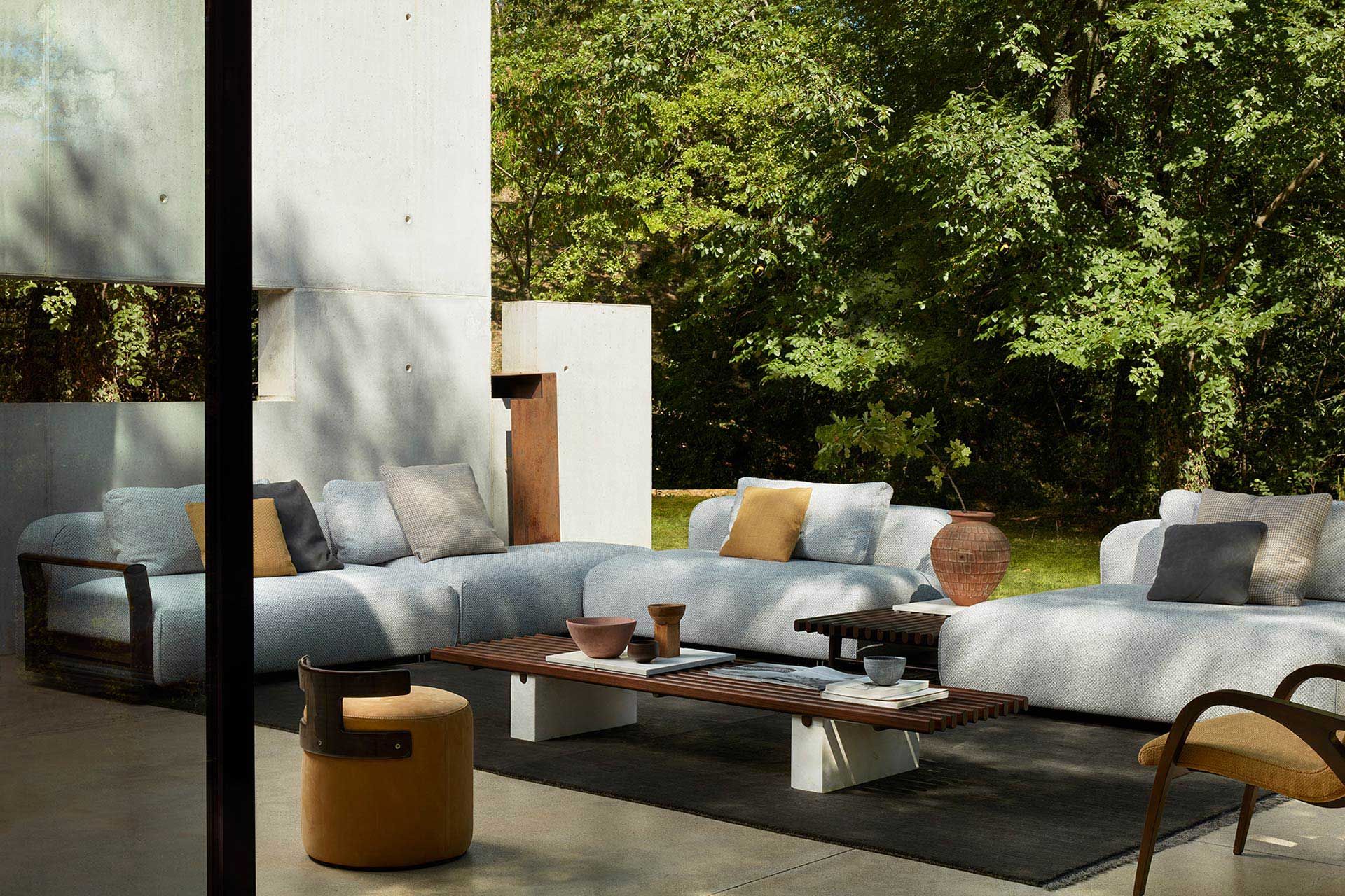 Круглый кожаный садовый пуфик Exteta Levante ARCH-00056123 - Вид №3