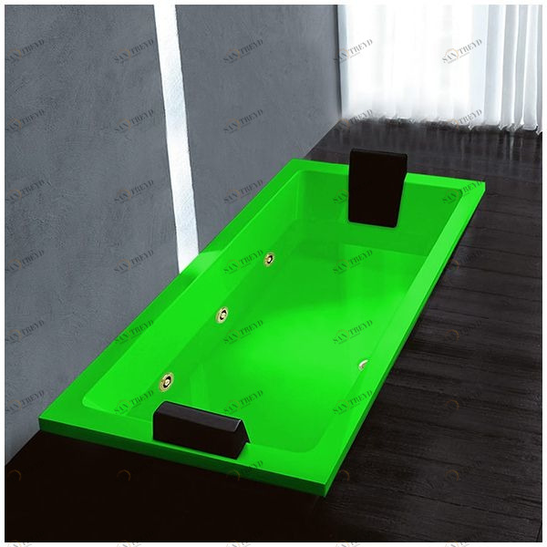 Ванна Gruppo treesse Quadra 180 V0787-DX-ZEZ зелёная с золотой фурнитурой и гидромассажем прямоугольная встроенная правая STDV0787DXZEZ
