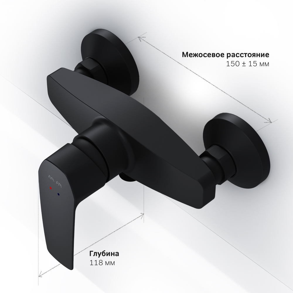 F90A20022 смеситель для душа черный шт. AM.PM Gem - Вид №6
