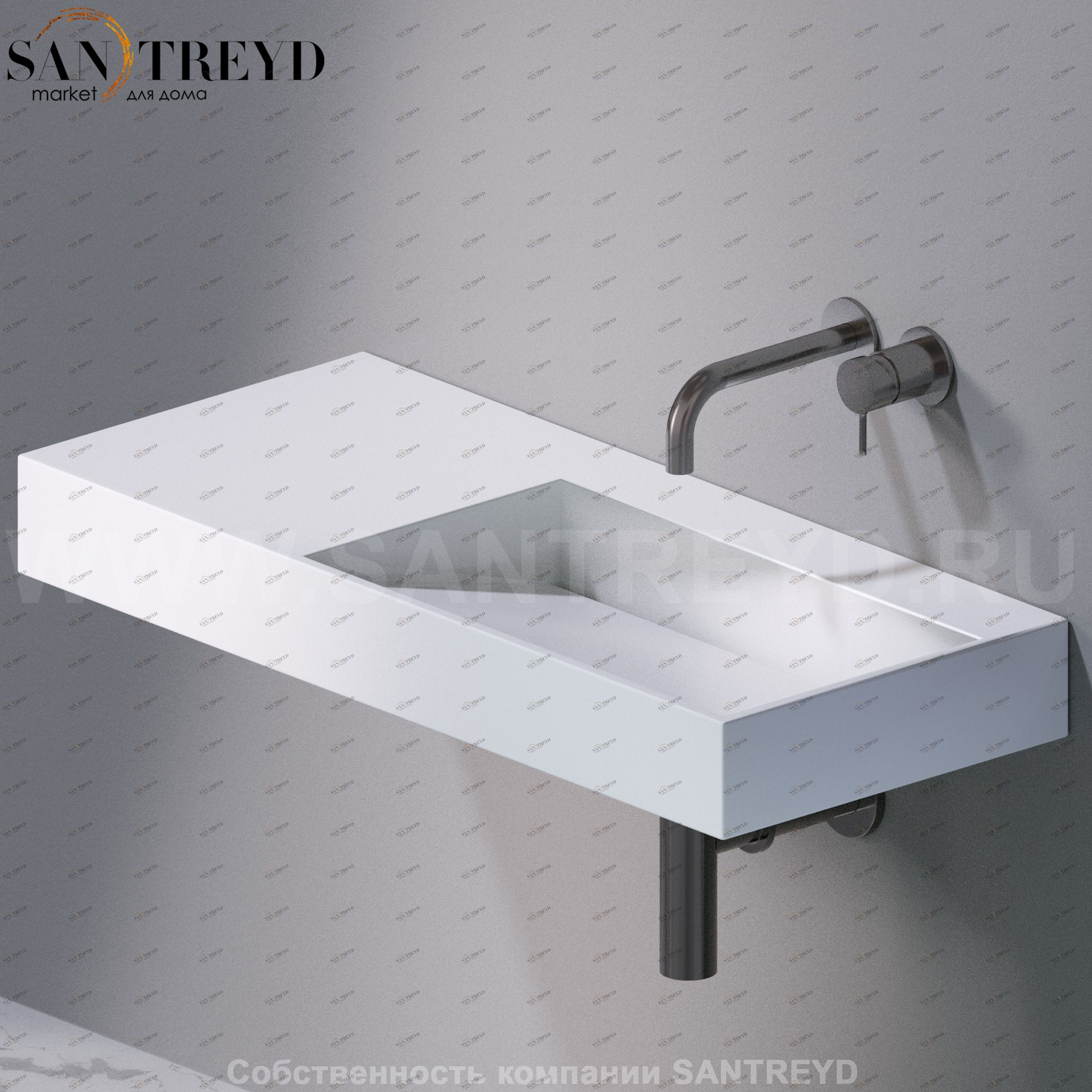 L014T1RPV4.100 Подвесная раковина настенная прямоугольная A. e T. Italia P35 белая AeT ITALIA