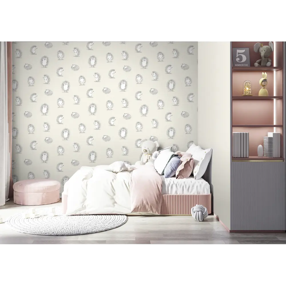 Обои флизелиновые Ateliero Ежики бежевые 1.06 м AT88192-02 Ёжики STLM-2049247 - Вид №4