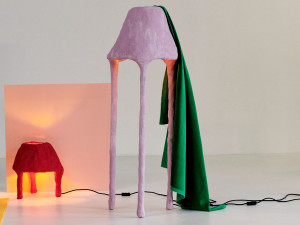 Напольная лампа из гипса и бумаги