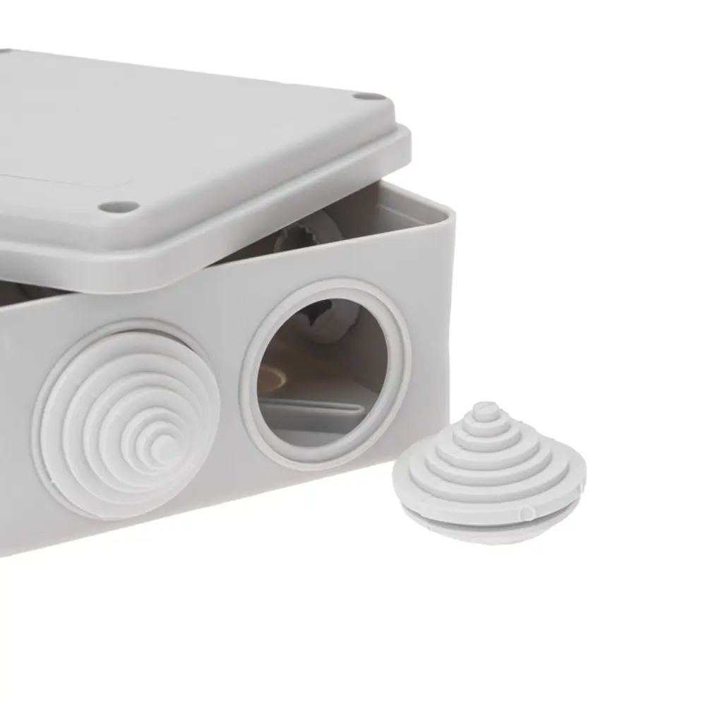 Распределительная коробка открытая Rexant 28-3058 100x100x50 мм 6 вводов IP44 цвет серый Santreyd STLM-2182810 - Вид №3