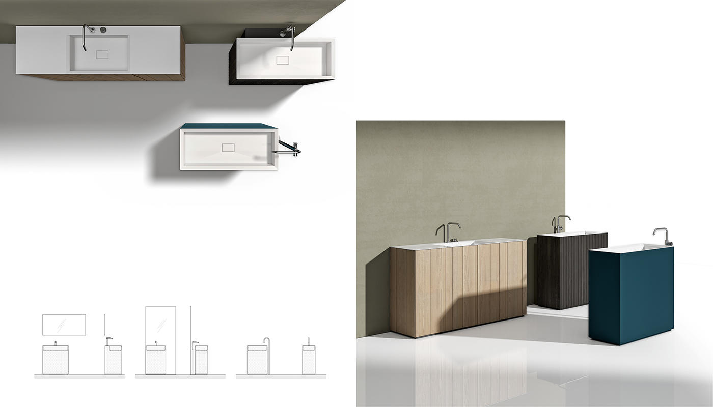 ED-ST27 Edone Chrono38 Встроенный умывальник ВСТРОЕННЫЙ БАК Интегрированная верхняя часть ванны Chrono38 или Chrono44 с отделкой Stonematt  - Вид №3