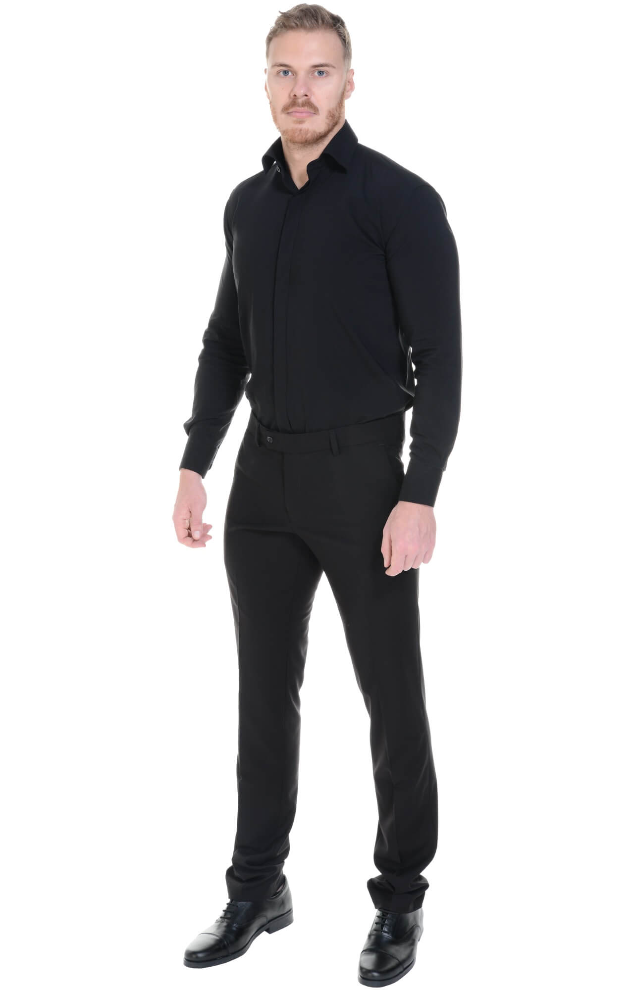 62478 Рубашка мужская  black El-Risto  Корпоративная одежда  размер 41/176-182  - Вид №4