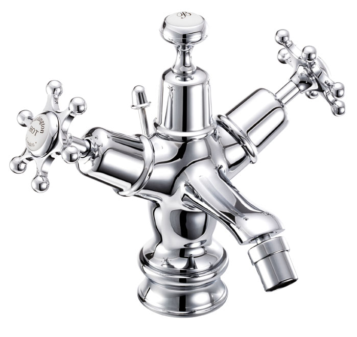 Burlington Смеситель для биде Birkenhead Regent с выталкивающим клапаном с белым акцентом BIR13 