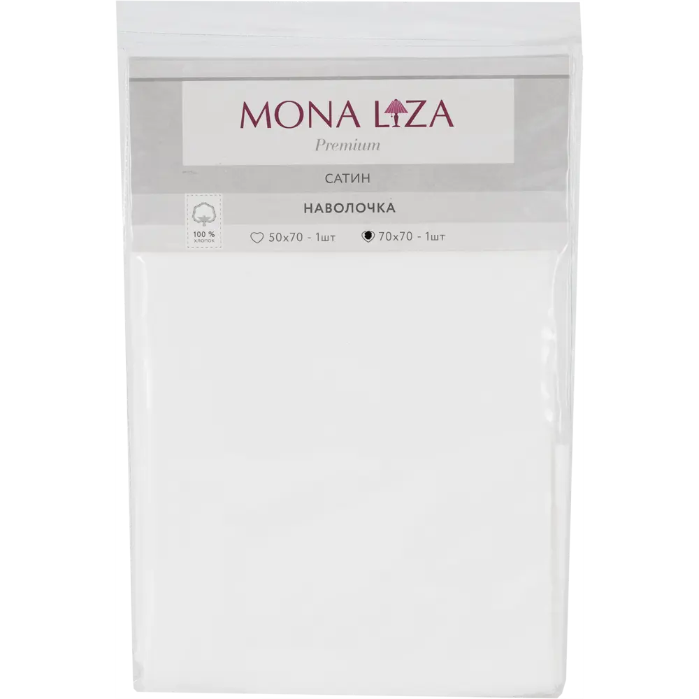 Наволочка Mona Liza Premium 70х70 см сатин цвет белый 82260941 STLM-2101828 Santreyd - Вид №3