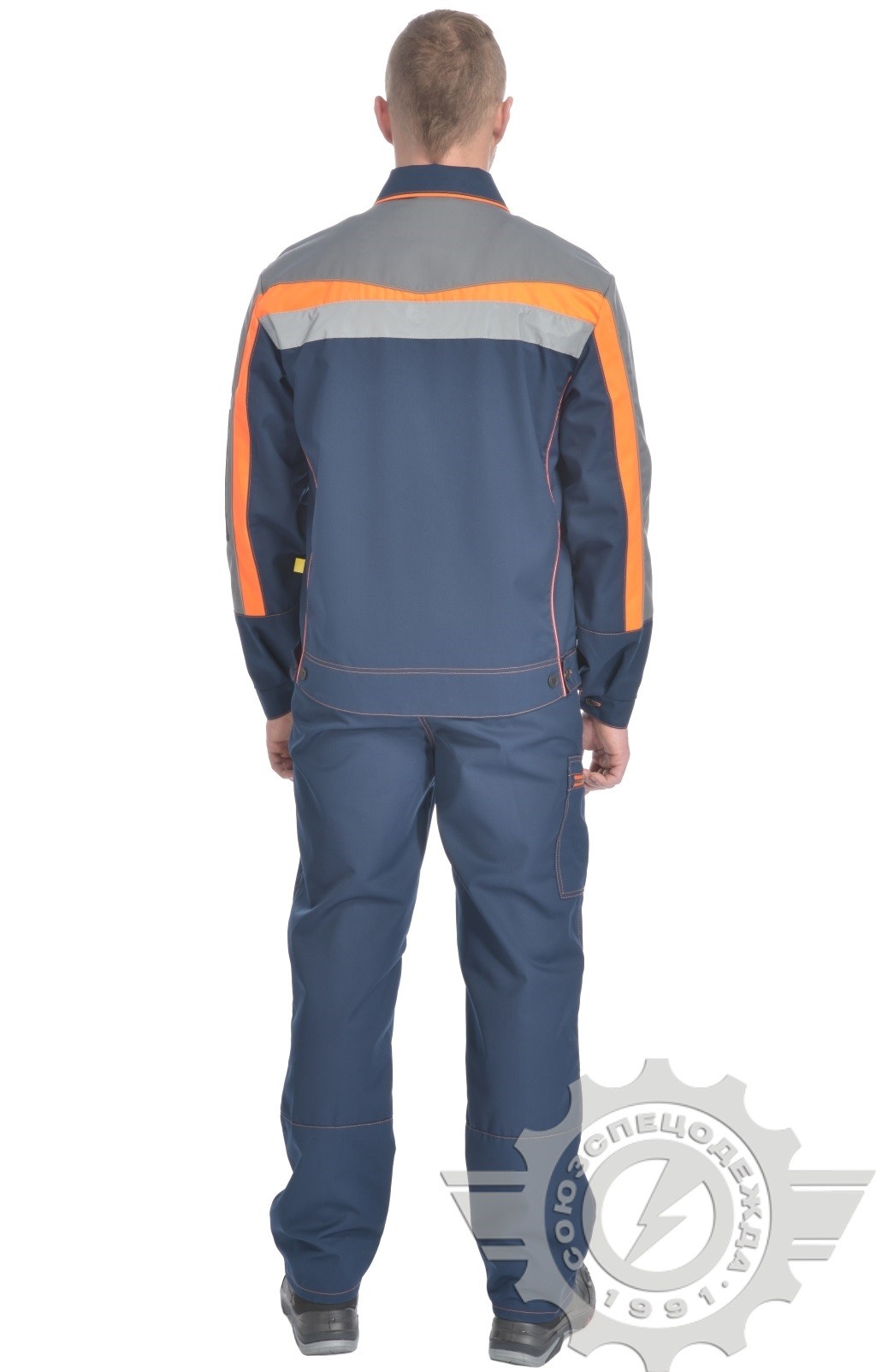 69081 Костюм "Импульс" темно-синий-серый-оранжевый с СВП  Летняя спецодежда  размер 60-62/170-176  - Вид №5