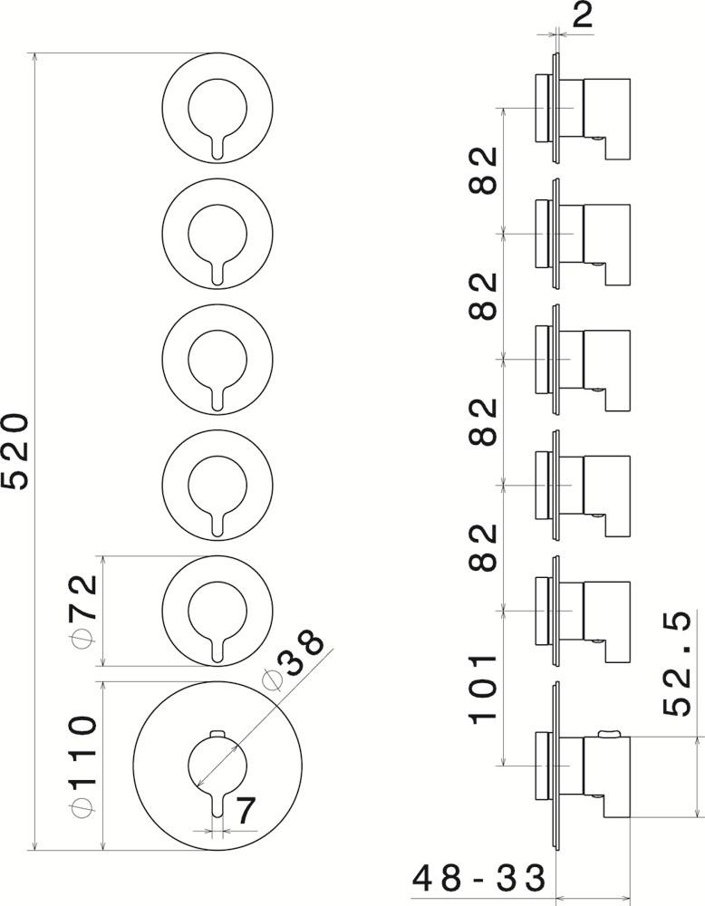 newform Термостатический смеситель для душа Termostatici multiutenza 5 uscite 67622e - Вид №1