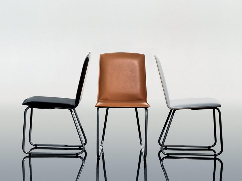 i 4 Mariani Кресло для посетителей с салазками из кожи с подлокотниками Wing sun-id-1371851 - Вид №1