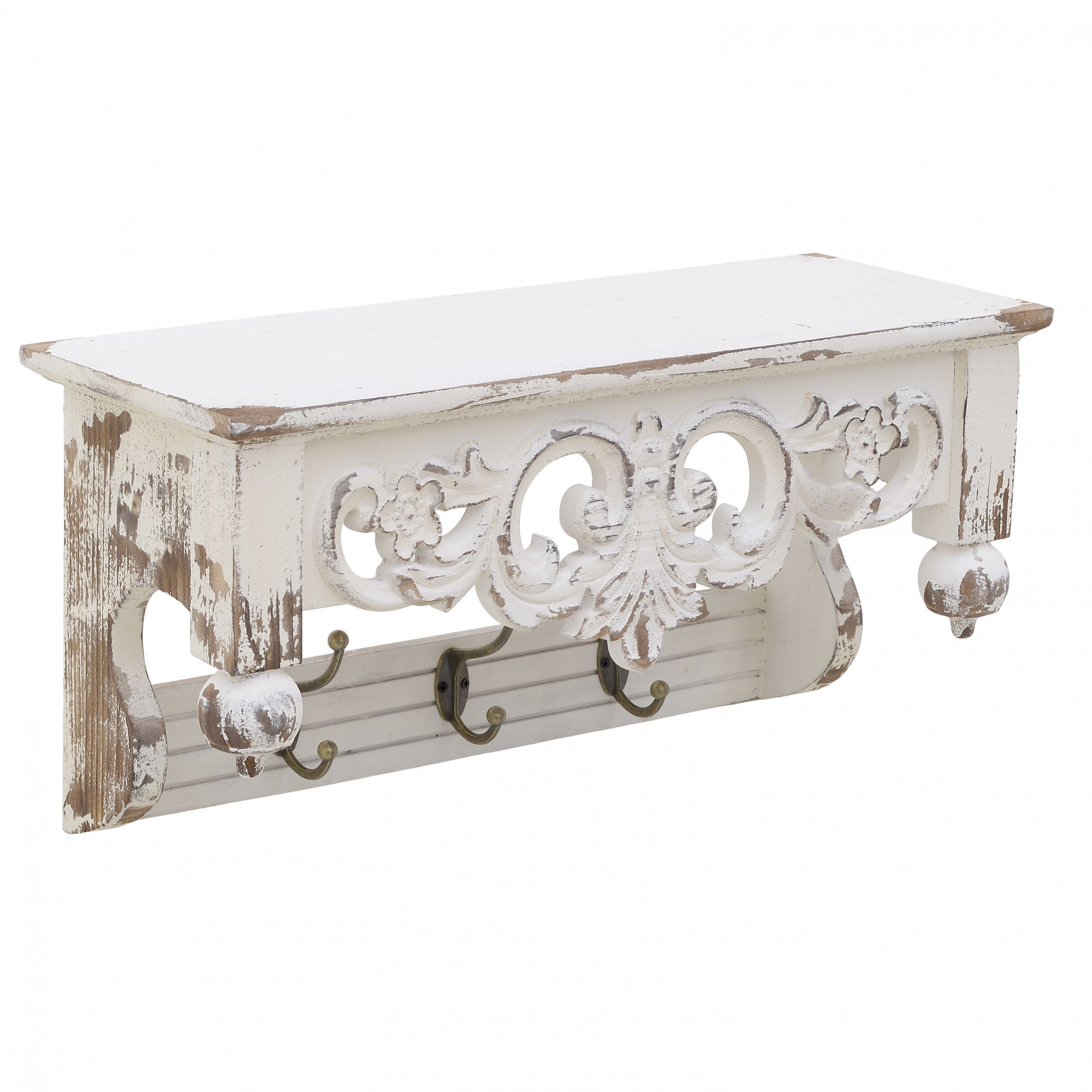 3870477.0043 ПОЛКА НАСТЕННАЯ С ВЕШАЛКОЙ, 3 КРЮЧКА TO4ROOMS 