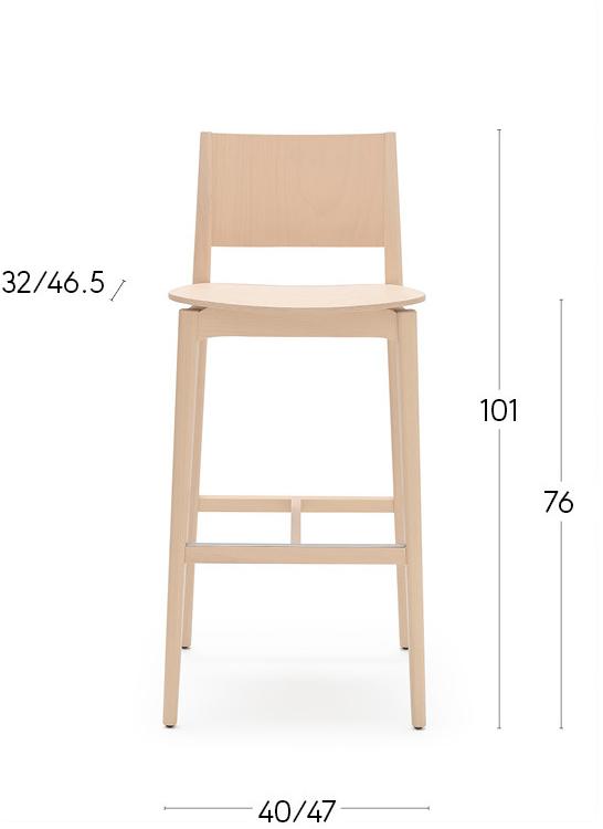 Billiani Высокий табурет из бука со спинкой Blazer 232 - Вид №2