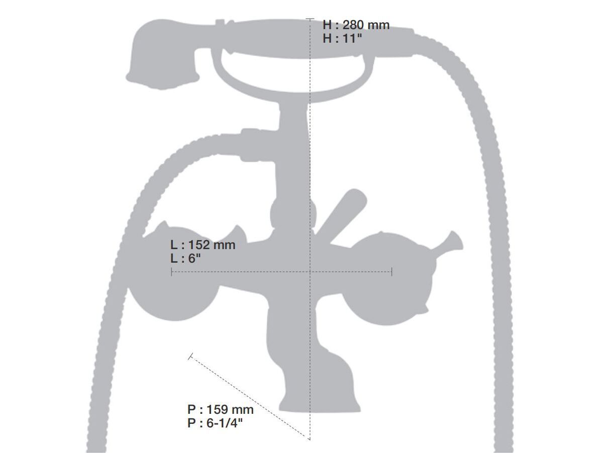 Настенный наружный смеситель для ванны с ручным душем BARIL Eva B71 ARCH-00019559 - Вид №2
