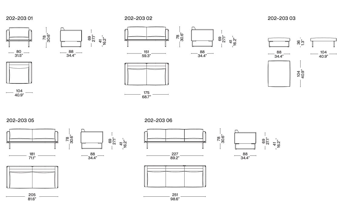Тканевый диван с полуостровом CASSINA Living ARCH-00145355 - Вид №6