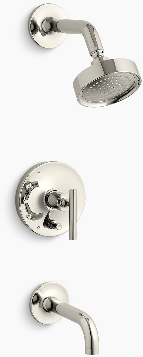 KOHLER Набор для уравновешивающей ванны и душа Purist Rite-Temp с кнопочным переключателем, 7-3 / 4 K-T14421-4-SN 