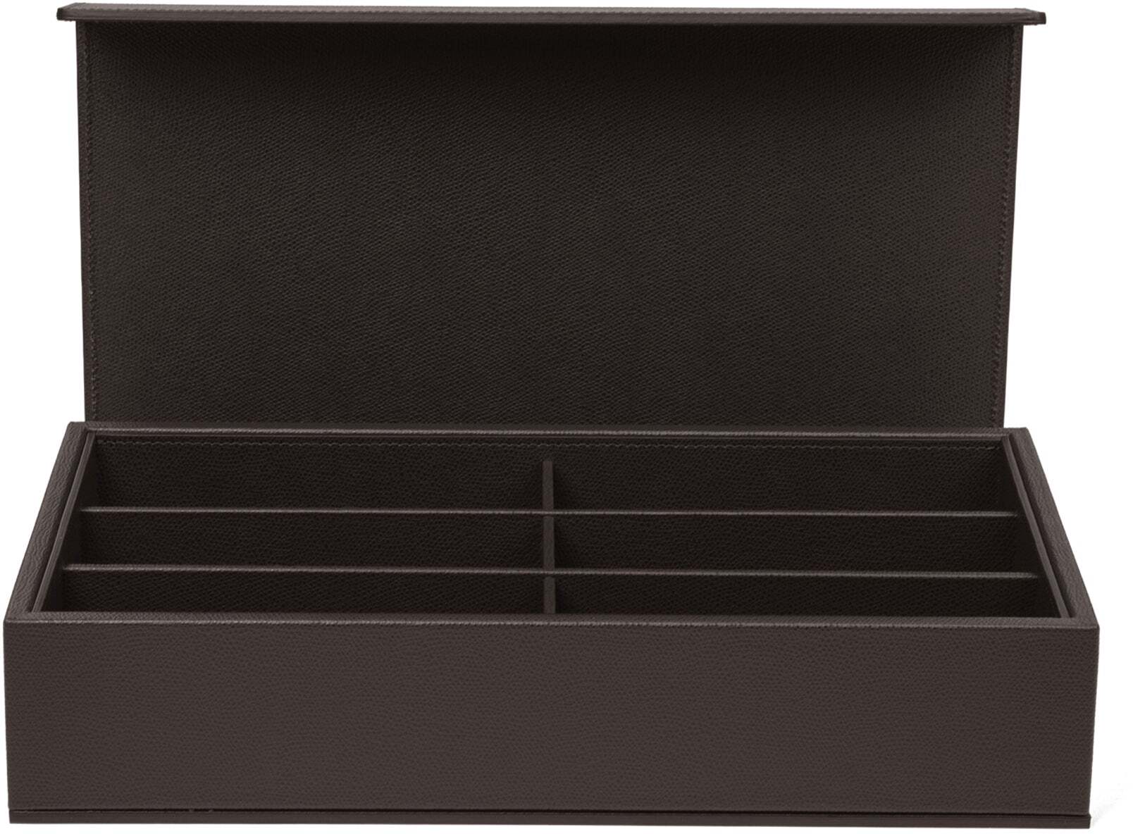 Коробка для очков - 37X22XH8 см / плетеная кожа_черный