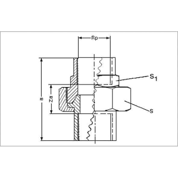 1334038 SANHA 3340 PURAFIT сгон ВР-ВР, с плоским уплотнением 3/8 мм  - Вид №1