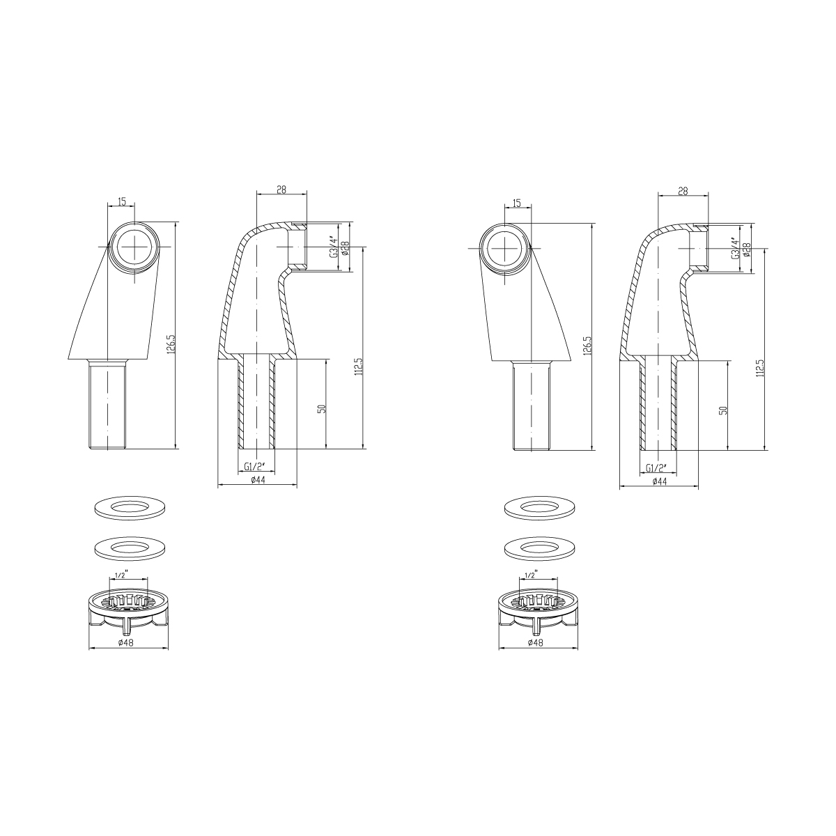LM8556BR Комплект переходников для установки настенного смесителя на борт ванны 2 шт., бронза LEMARK  - Вид №2