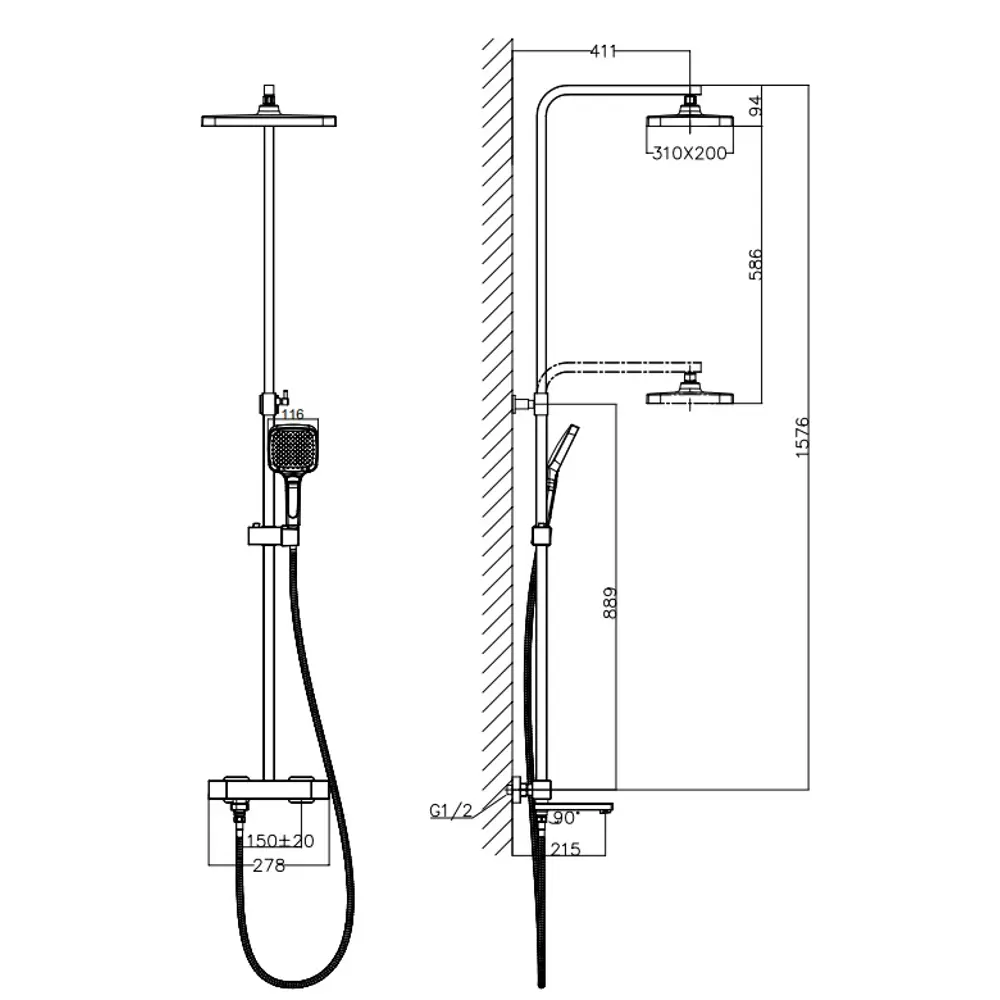 Душевая система Gappo Eder с термостатом и верхним душем 89400934 STLM-1573000 - Вид №13