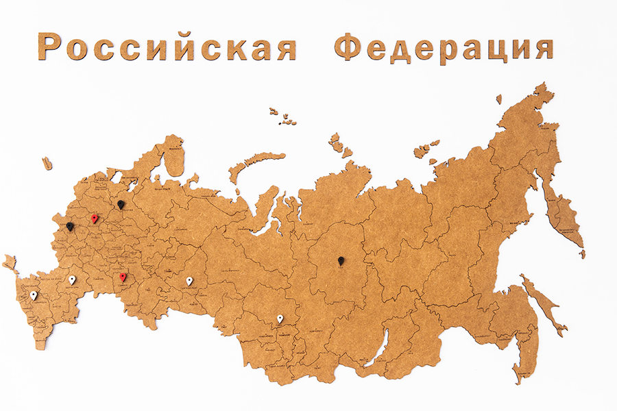 19-26 Карта-пазл wall decoration "российская федерация" с городами, 98х53 см коричневая Mimi  - Вид №8