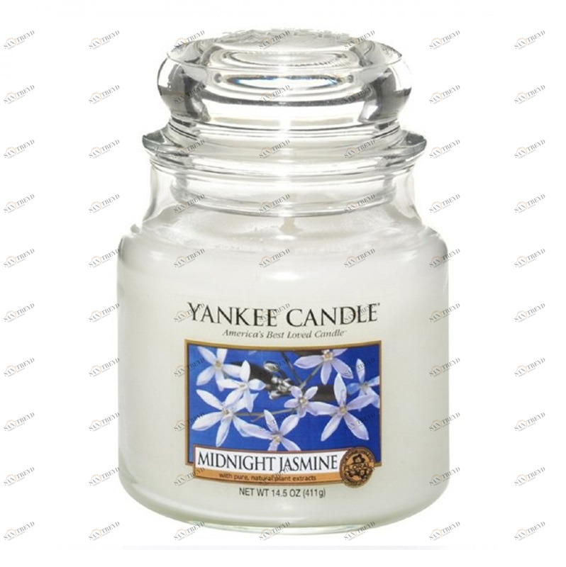 Свеча средняя в стеклянной банке "Ночной жасмин" Midnight Jasmine 411 гр 65-90 часов YANKEE CANDLE  267994 Белый 