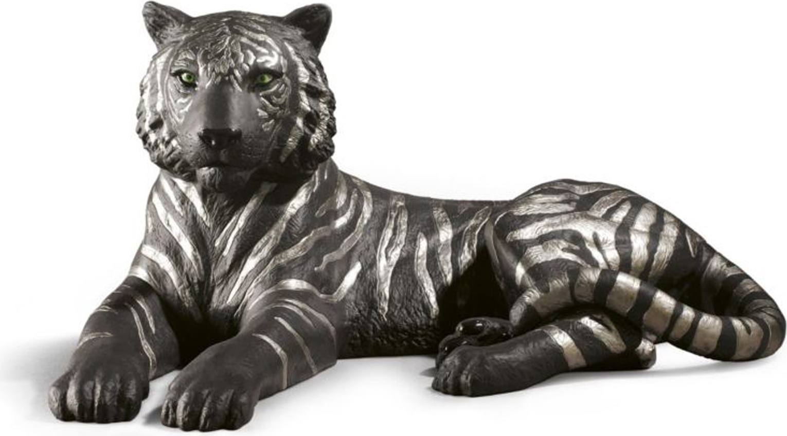 10672310 LLADRO Фигурка Lladro Тигр (черный с серебром) 52x26см, фарфор Фарфор Lladró 