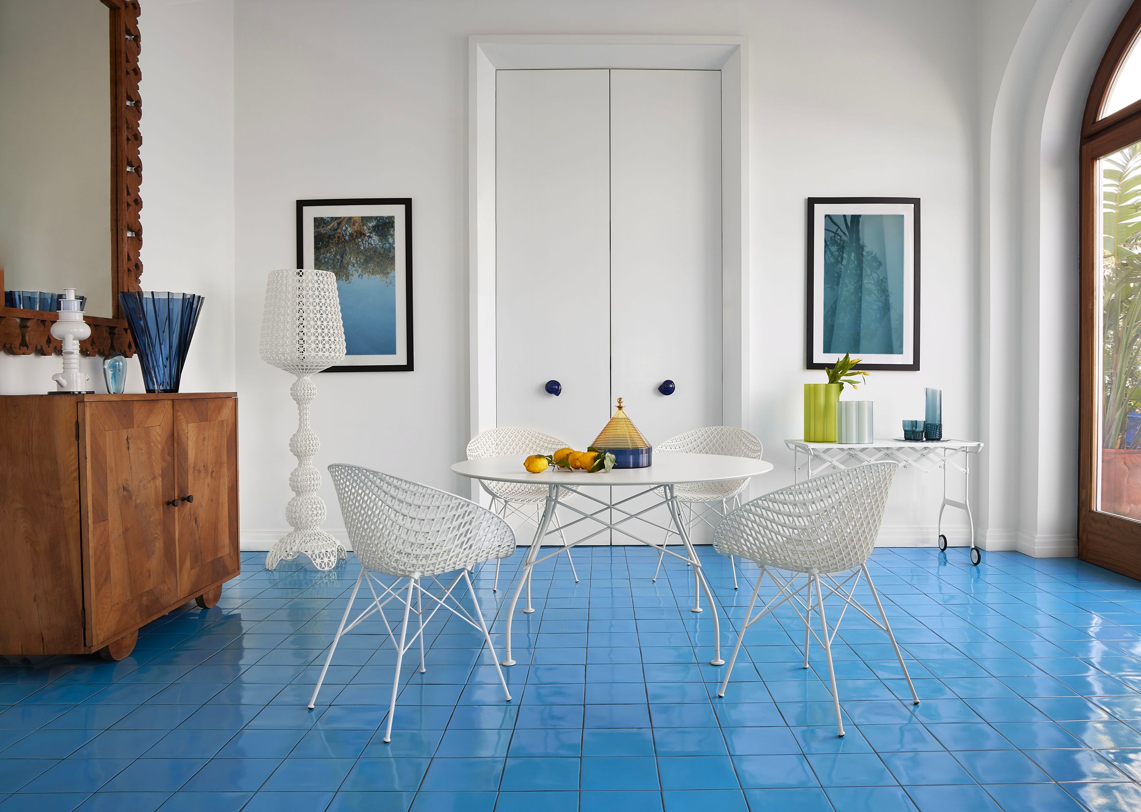 Круглый садовый стол со стальным основанием и столешницей из керамогранита Kartell GLOSSY ARCH-00030876 - Вид №3