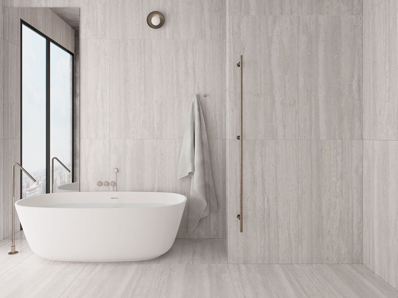 Напольное / керамогранит с эффектом травертина GANI MARBLE TILES TRAVERTINE CHIARO ARCH-00031589 - Вид №1