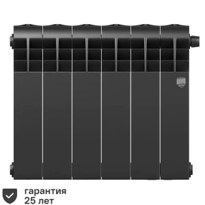 Радиатор секционный Royal Thermo Biliner RTBNSVR35006 350/87 6 секций нижнее правое подключение биметалл черный 82758202 STLM-2143250
