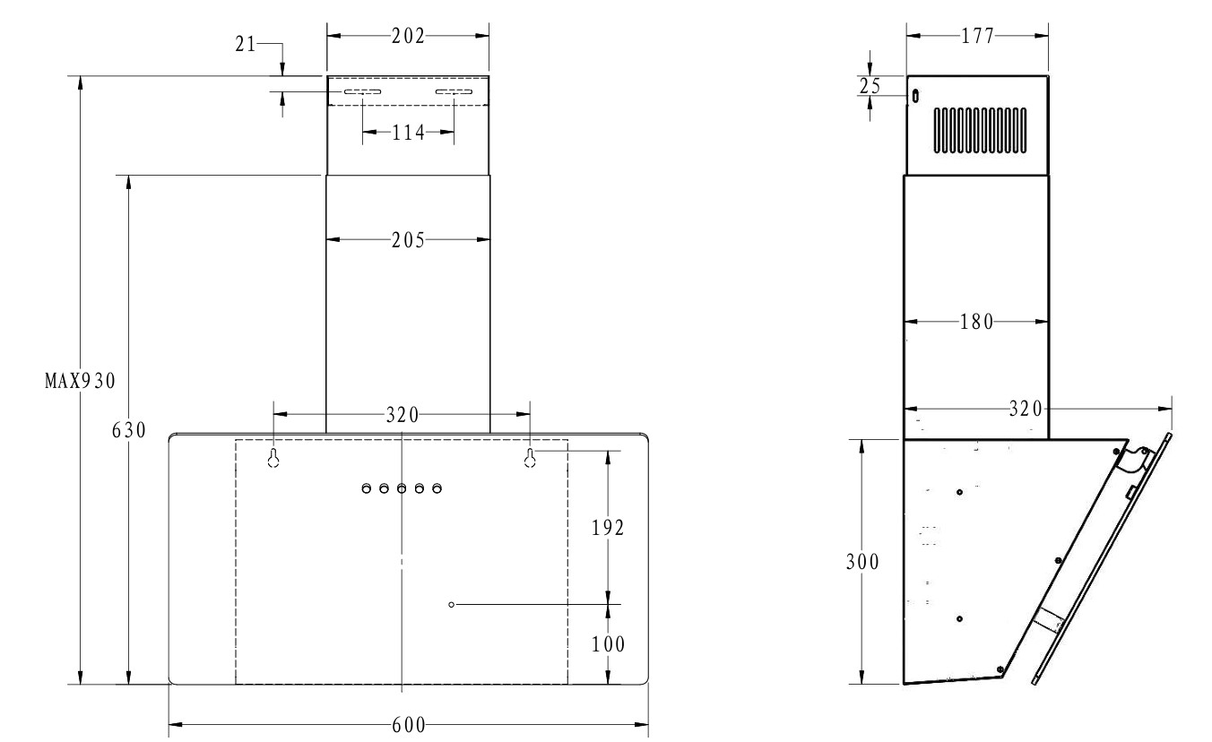 9155734 Вытяжка наклонная Candy CVXW64MB черный/черный STDN-0039570 - Вид №5