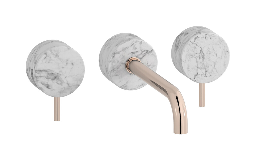 Смеситель с длинным изливом для раковины WE ARE IB mr307rs_1 Rose Gold Marmo